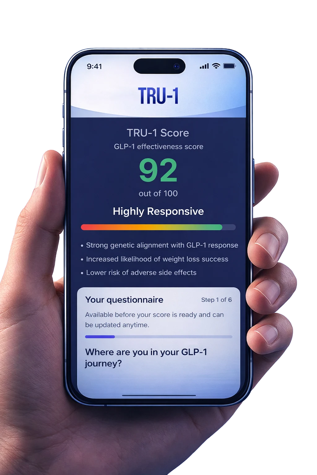 TRU-1 results on a mobile phone